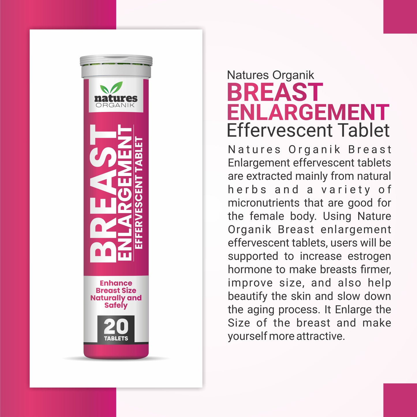 NATURES ORGANIK BREAST ENLARGEMENT EFFERVESCENT 20 TABLET