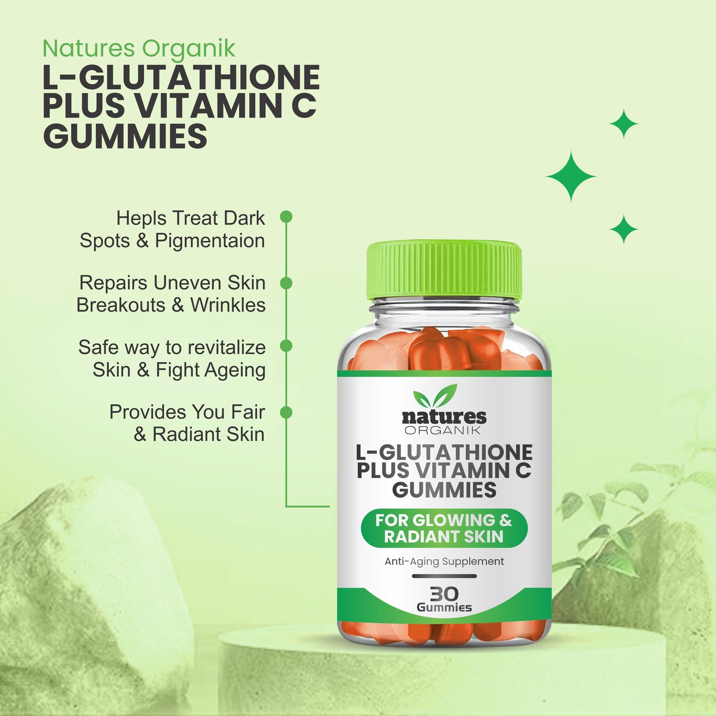 Natures Organik L-Glutathione and Vitamin C Gummies